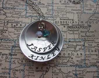 The Nancy Necklace - Custom Hand Stamped 2 Tier Necklace - Domed