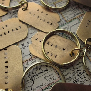 The Martin Key Chain - Brass Dog Tag Hand Stamped Key Chain
