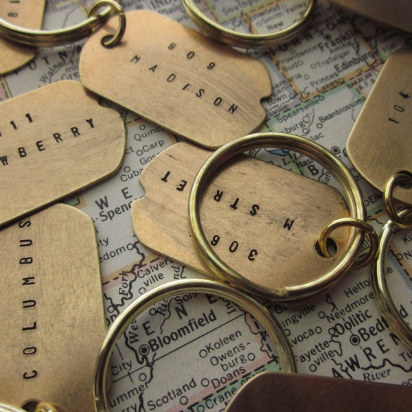 The Martin Key Chain - Brass Dog Tag Hand Stamped Key Chain