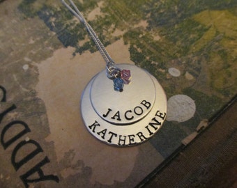 The Nina Necklace - Custom Hand Stamped 2 Tier Necklace - Large