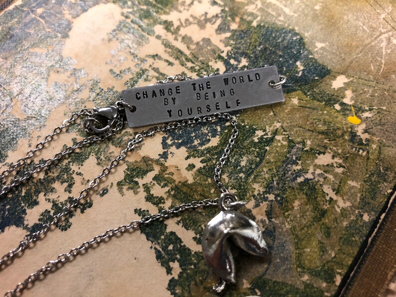 The Rosalie Necklace Pewter Fortune Cookie Necklace image 8