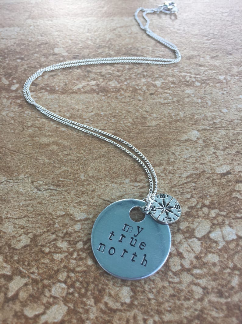 My True North Metal Hand Stamped Necklace image 1