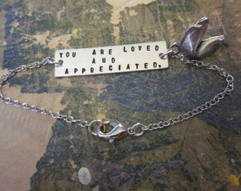 The Rosalie Bracelet - Custom Pewter Fortune Cookie Bracelet