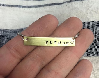 The Sadie Necklace - Hand Stamped Name Plate Necklace - Brass