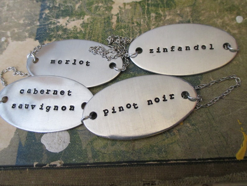 Custom Hand Stamped Decanter Tag Large type lowercase