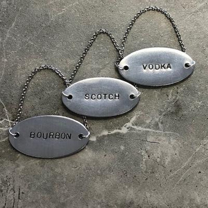 Custom Hand Stamped Decanter Tag Large Etsy