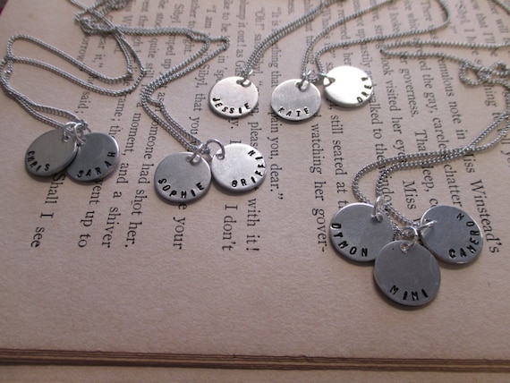 Tiny Disc Name Necklace with Birthstone Crystals The Tracie Necklace