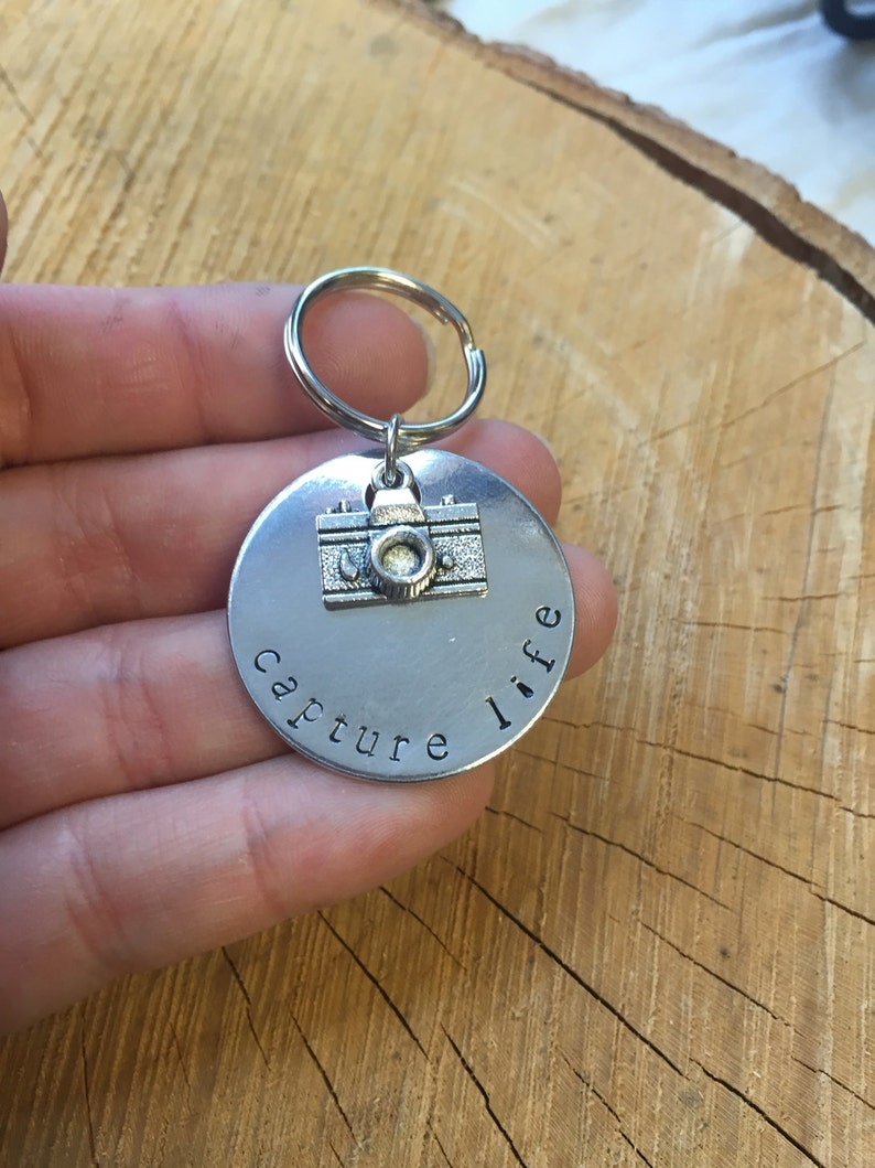 Capture Life Metal Hand Stamped Key Chain image 1