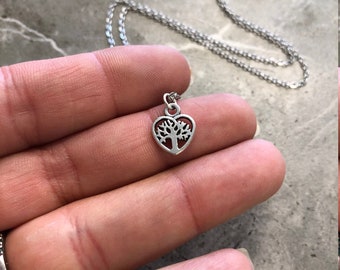 Tiny Silver Tree of Life Charm Necklace
