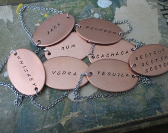 Custom Copper Hand Stamped Decanter Bottle Tag