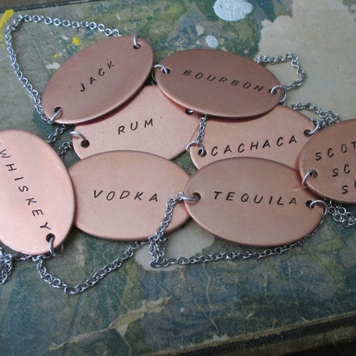 Custom Hand Stamped Decanter Tag Large Etsy