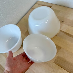 Vintage Federal Glass White Bowls, MCM, 1960s, Cottagecore Mixing Bowls