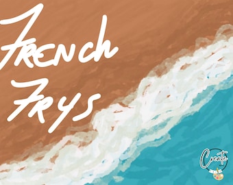 French Frys Beach Art Print: Playful Coastal Illustration (Digital Download).poster download