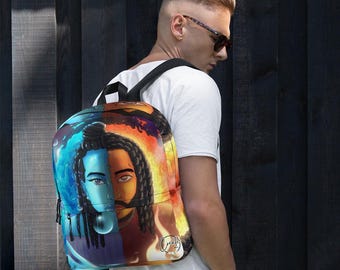 25% OFF Fire & Water-Elemental Art Backpack – Bold Afrocentric Statement Bag