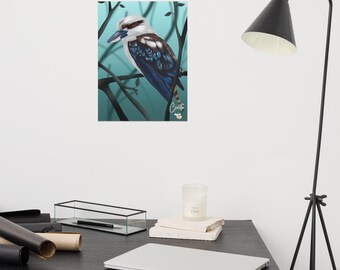 Blue Bird Art Print – Minimalist Nature Illustration