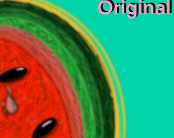 Funny Watermelon Pun Art: Sweet Treat Joke (Digital Download PNG File 1582x2048 px)