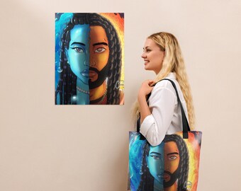 Fire & Water-Tote Bag | Duality Art Purse | Bold Statement Bag