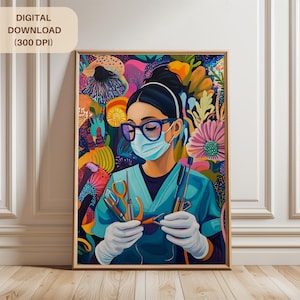Bunte Krankenschwestern Wand Kunst, Zahnmedizin Abstrakt Druck Poster, Zahnarzt Büro Klinik Poster Dekor, Kieferorthopäde Badezimmer Drucke (MD-08)