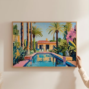 Tropical Summer Pool Print, Matisse Poolside Wall Art, Swimming Poster Prints, Palm Springs Abstract Paradise Painting, Beach Resort Posters