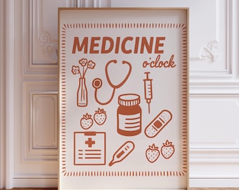 Rolig medicinkonsttryck, vårdklinikdekor (digital nedladdning)