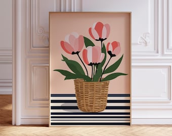 Modern Abstract Floral Art, Trendy Flower Print, Minimalist Flowers Poster, Contemporary Botanical Prints
