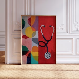 Doktor Stethoskop abstrakte Kunst, moderne medizinische Drucke, druckbare Krankenpflege-Wanddekor, Krankenschwester-Praktiker-Poster, gesundheitliches Personal-Poster