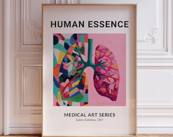 Abstract Lungs Anatomy Art, Printable Nurse Wall Art, Nursing Doctor Medicine Poster, Hospital Waiting Room Decor, Science Student Prints