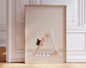 Art de pose de yoga minimaliste, impression de méditation contemporaine, décoration méditative pour femme, affiche de remise en forme pour femmes