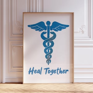 Minimalist Printable Art for Doctor, Caduceus Symbol Nursing Print, Medical Therapist Office Wall Decor, Hospital Room Inspirational Poster