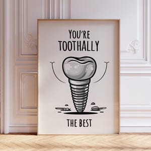 Minimalist Dental Implant Print, Funny Posters for Orthodontist Clinic, Dentist Hygienist Wall Sign Poster, Printable Dentistry Art Decor