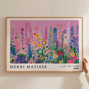 Matisse Abstract Flowers Art, Pink Flower Wall Print, Pastel Wildflower Poster, Matisse Colorful Floral Prints, Pastel Wildflowers Paintings