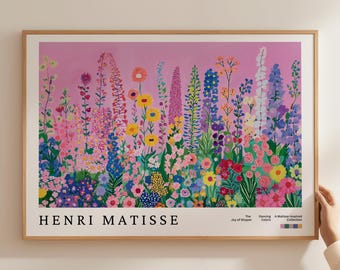 Matisse Abstract Flowers Art, Pink Flower Wall Print, Pastel Wildflower Poster, Matisse Colorful Floral Prints, Pastel Wildflowers Paintings