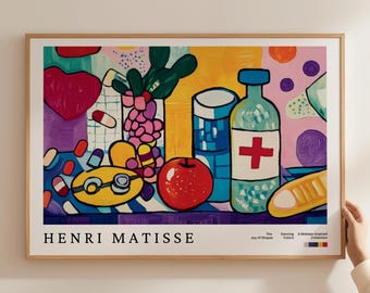 Henri Matisse Medycyna Sztuka, Farmaceuta Farmaceuta Druk, Pielęgniarstwo Medyczny Tabletka Plakat, Farmaceutyczny Student Plakaty, Lekarz Klinika Druki