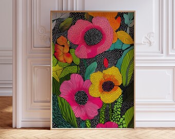 Abstract Botanical Flower Art, Trendy Floral Print, Modern Flowers Poster, Spring Florals Wall Decor