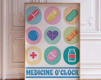 Utskrivbar konstdekor för apotek, nedladdningsbar affisch för apotekare, medicinvetenskaplig tryck, medicinska pillerposters, psykologterapeuttryck