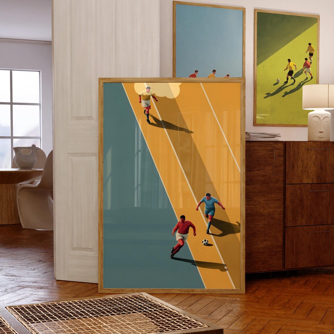 Retro Soccer Wall Art, Vintage Football Print, Funky Sports Poster ...