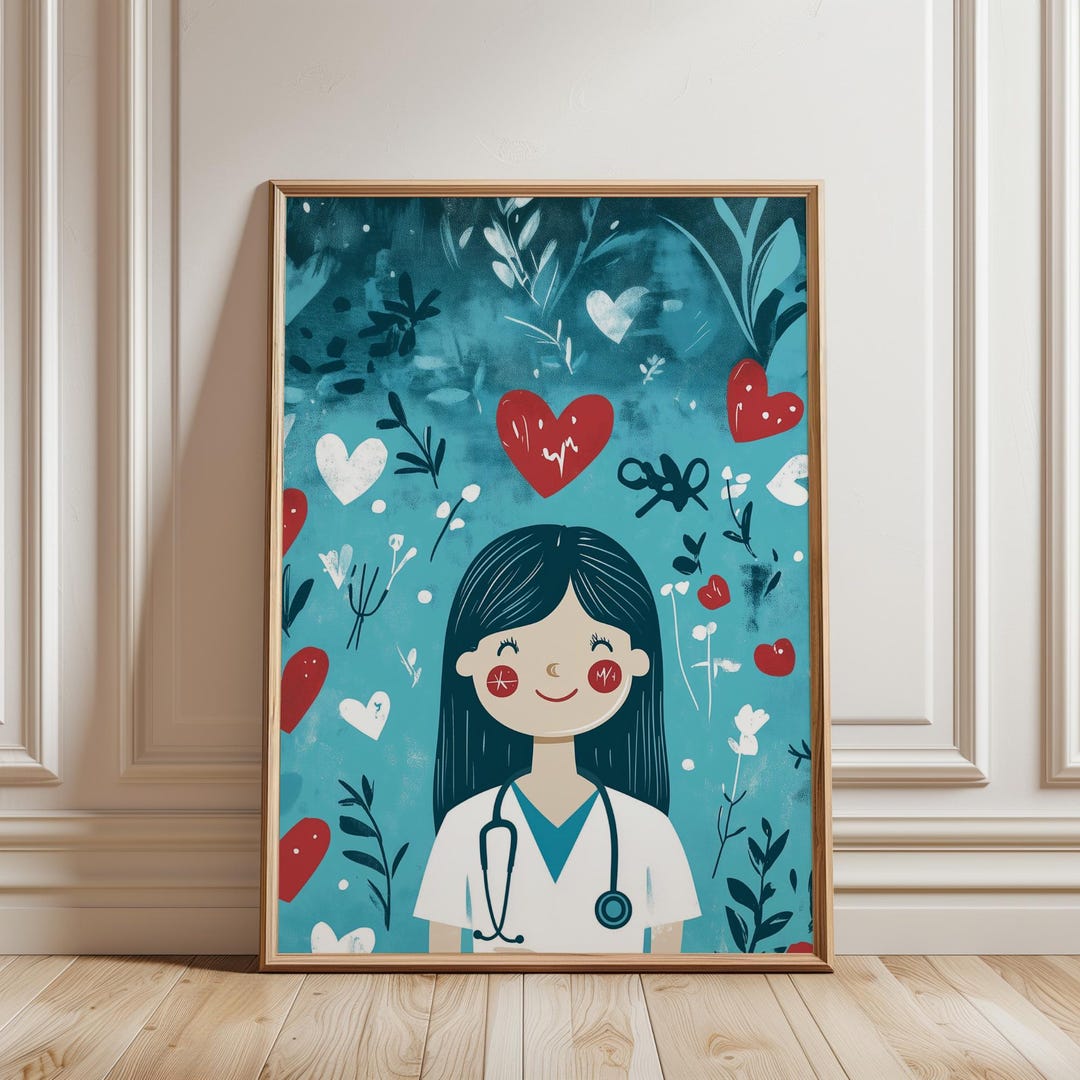 Vibrant Doctor Nurse Wall Art, Colorful Medical Nursing Poster, Red ...