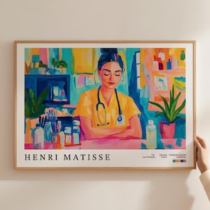 Matisse inspiriertes Krankenschwester-Plakat, medizinische professionelle moderne Kunst, Studenten-Krankenpflege-eklektische Plakate, Krankenhaus-Klinik-Gesundheits-Bürodruck