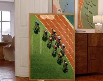 Poster da parete con ciclista, stampa di ciclista retrò, poster di sport ciclistici, poster di sport ciclistici, stampe di hobby atletici, decorazioni funky per uomini