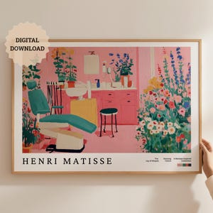 Dentist Botanical Dental Room Art, Dentistry Student Downloadable Poster, Printable Matisse Floral Painting, Oral Hygienist Wall Posters