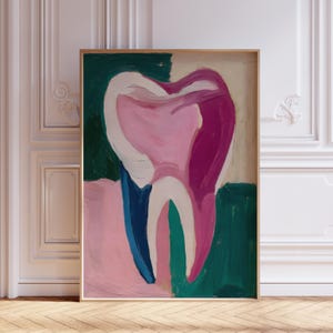 Tooth Abstract Paintings, Printable Art for Dental Clinic, Dentist Teeth Anatomy Poster, Dentistry Office Wall Decor, Orthodontist Posters