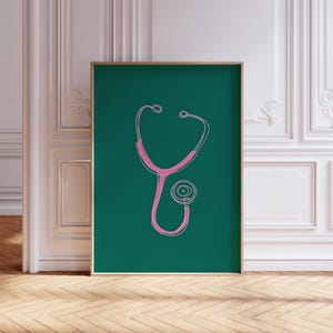 Minimalistisches medizinisches Stethoskop-Kunst, Krankenpflege-Schule-Poster, Krankenschwester-Assistentin-Hauptdekor, Doktor-zeitgenössischer Druck