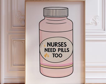 Medicinpillerposter, konsttryck för sjuksköterska, humoristisk dekoration för sjuksköterskestudenter, roliga tryck för läkarmottagningar, minimalistiska sjukhusaffischer