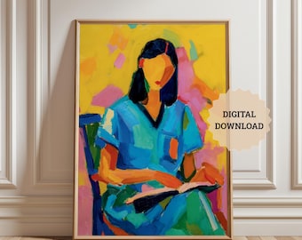 医学生の抽象画、印刷可能な医師の壁掛けポスター、看護師の絵画、看護学校の装飾