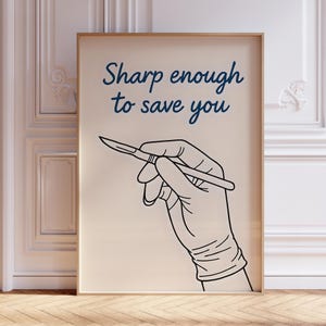 Minimalist Scalpel Surgical Art, Surgeon Doctor Print, Surgical Glove Poster, Nursing Student Medical Prints, Surgery Nurse Wall Posters