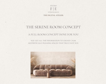 静かな部屋のデザイン | 部屋全体のインテリアコンセプト | レイアウトプラン、ムードボード、買い物リスト、オプションの 3D レンダリング |