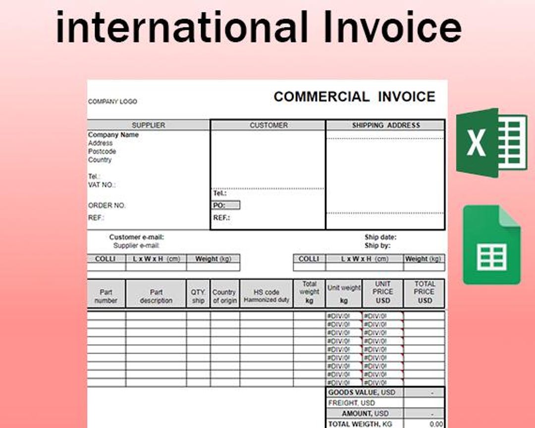 International Invoice Template Excel/spreadsheets Etsy International Invoice Template Excel/spreadsheets Etsy