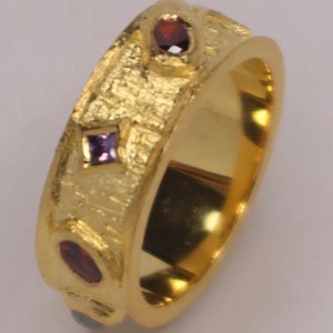Multistone Ring, 18k gold ring for women, statement ring, gift for her, gold plated, bold ring, chunky gold ring, gift for her, gemstone