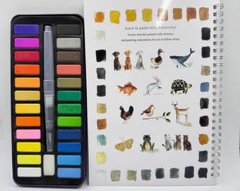 Watercolor Workbook-Watercolor Workbook Birds, Beginner Watercolor, 24 Colors Watercolor Paint Set, Animal Watercolor, Gifts for Kids