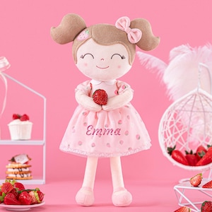 Gloveleya Personalized Strawberry Doll  Children Girl Birthday Gift 1st Birthday Keepsake Gift